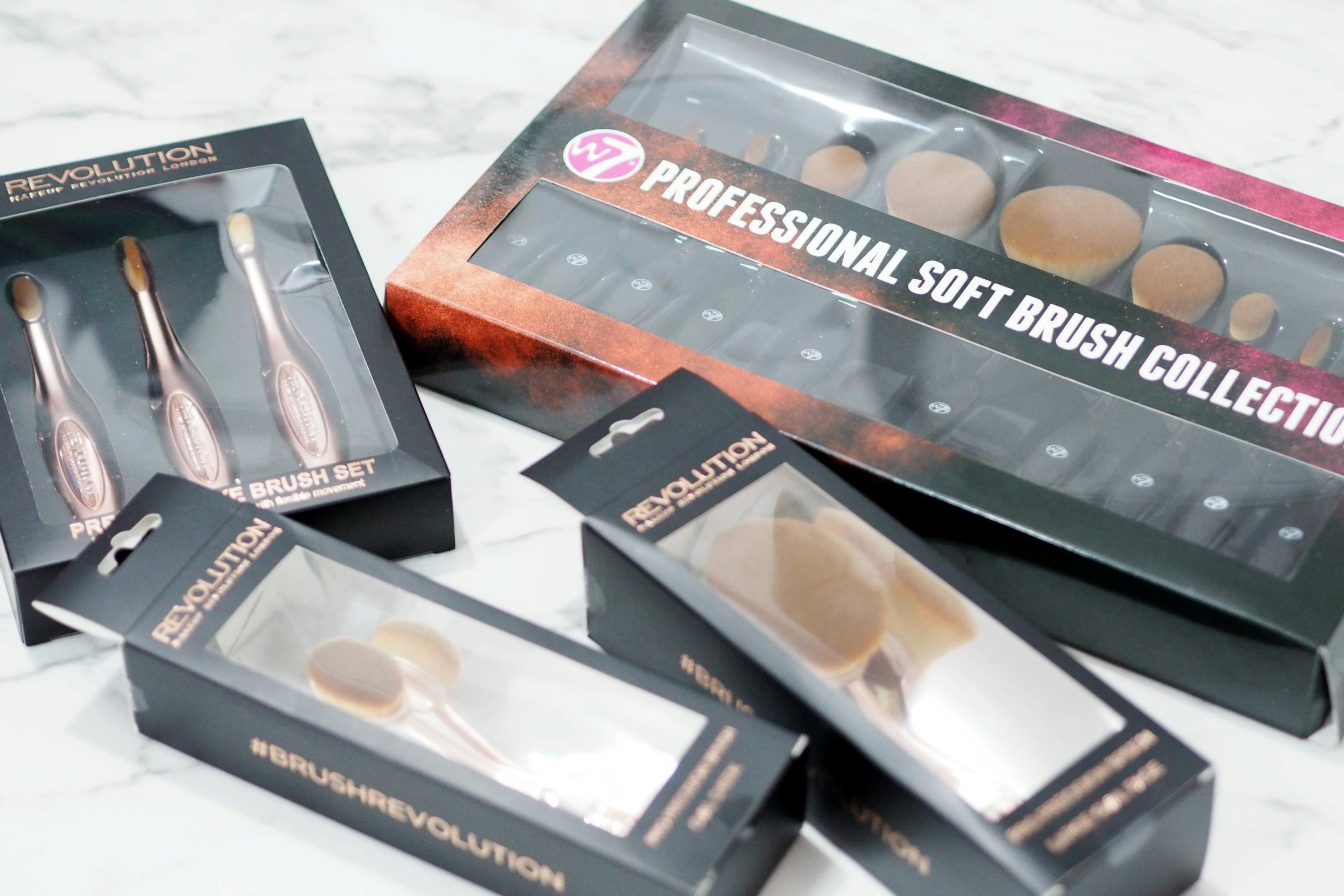 w7 professional soft oval brush collection, oval brushes, makeup revolution