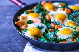 Opskrift: Sød kartoffel pande med spinat