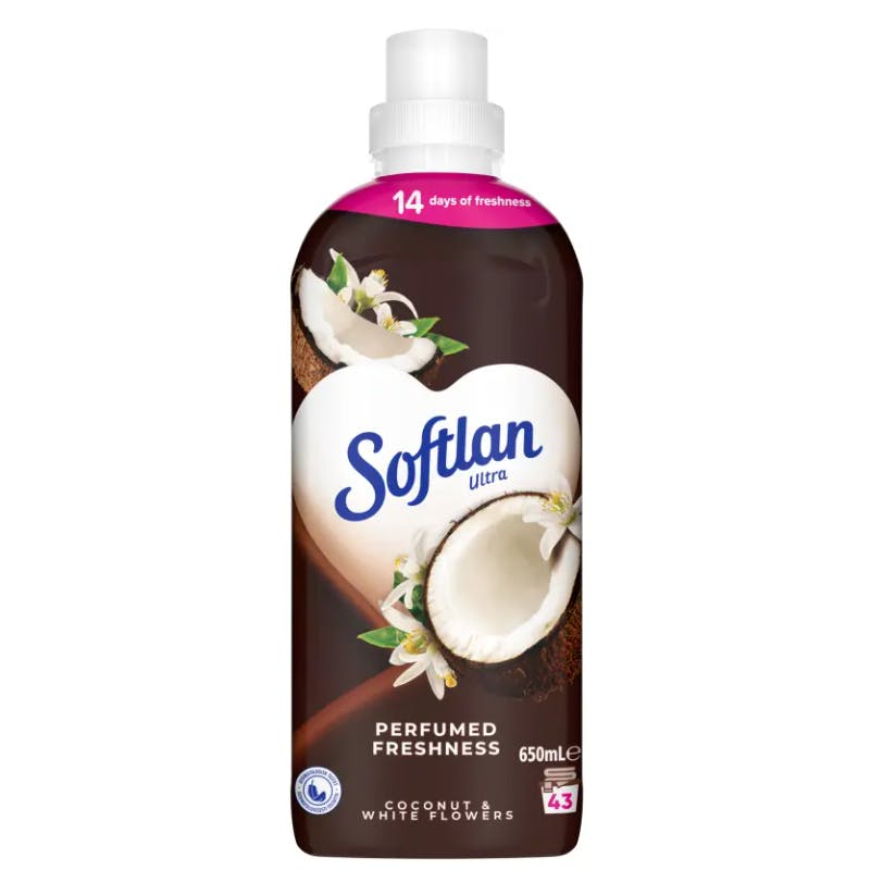 Softlan Fabric Softener Coconut &amp; White Flowers 650 ml