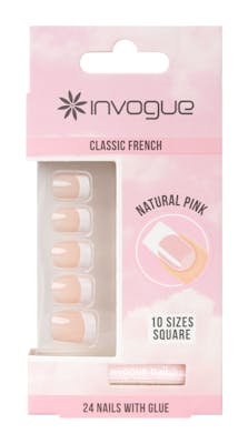 Invogue Classic French Square Nails Natural Pink 24 stk