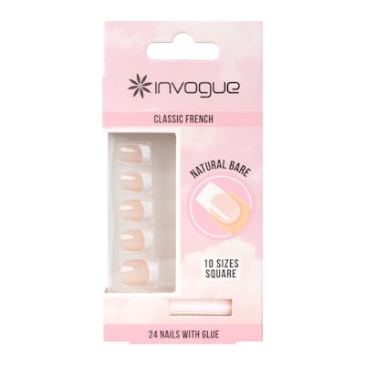 Invogue Classic French Square Nails Natural Bare 24 st