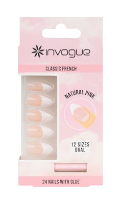 Invogue Classic French Oval Nails Natural Pink 24 stk