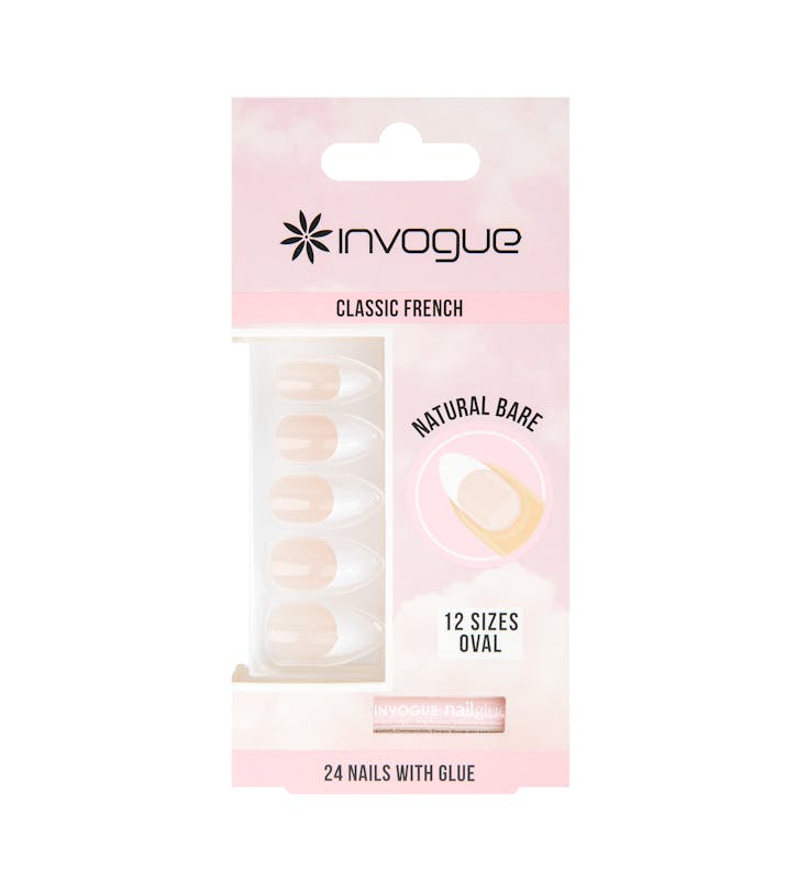 Invogue Classic French Oval Nails Natural Bare 24 pcs