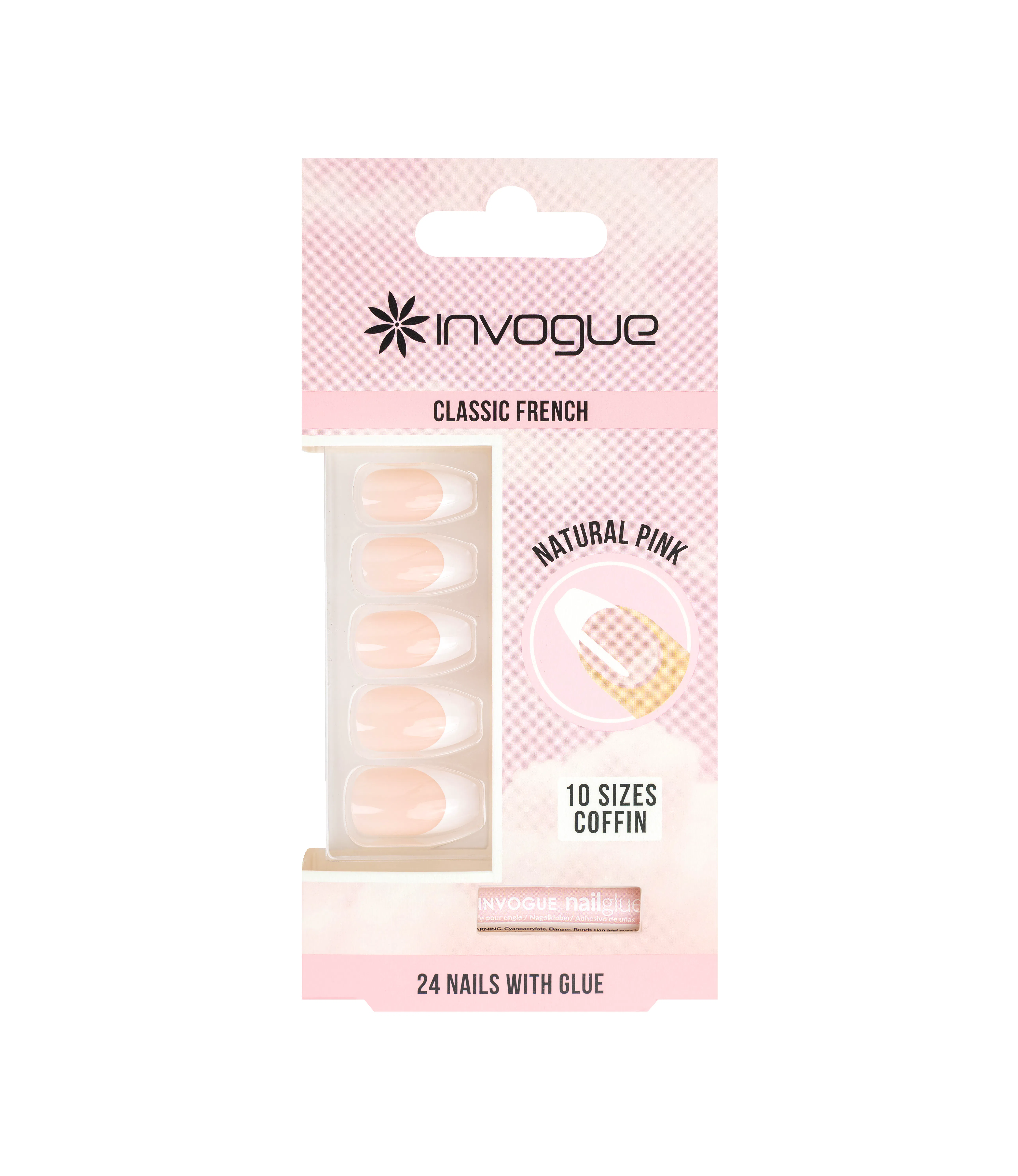 Invogue Classic French Coffin Nails Natural Pink 24 pcs