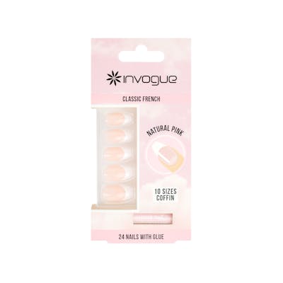 Invogue Classic French Coffin Nails Natural Pink 24 st