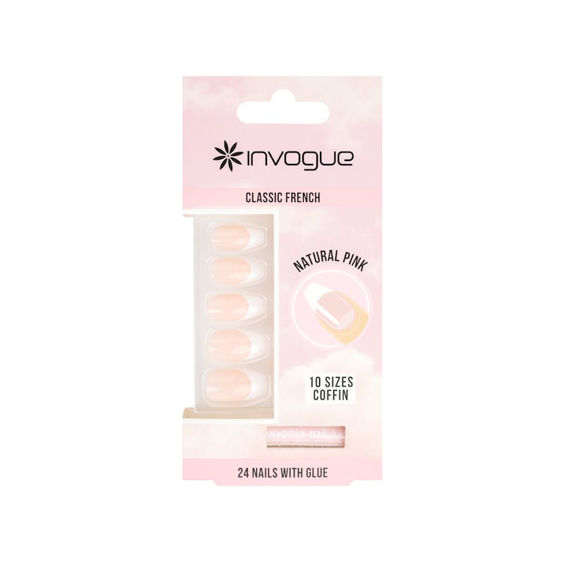 Invogue Classic French Coffin Nails Natural Pink 24 st