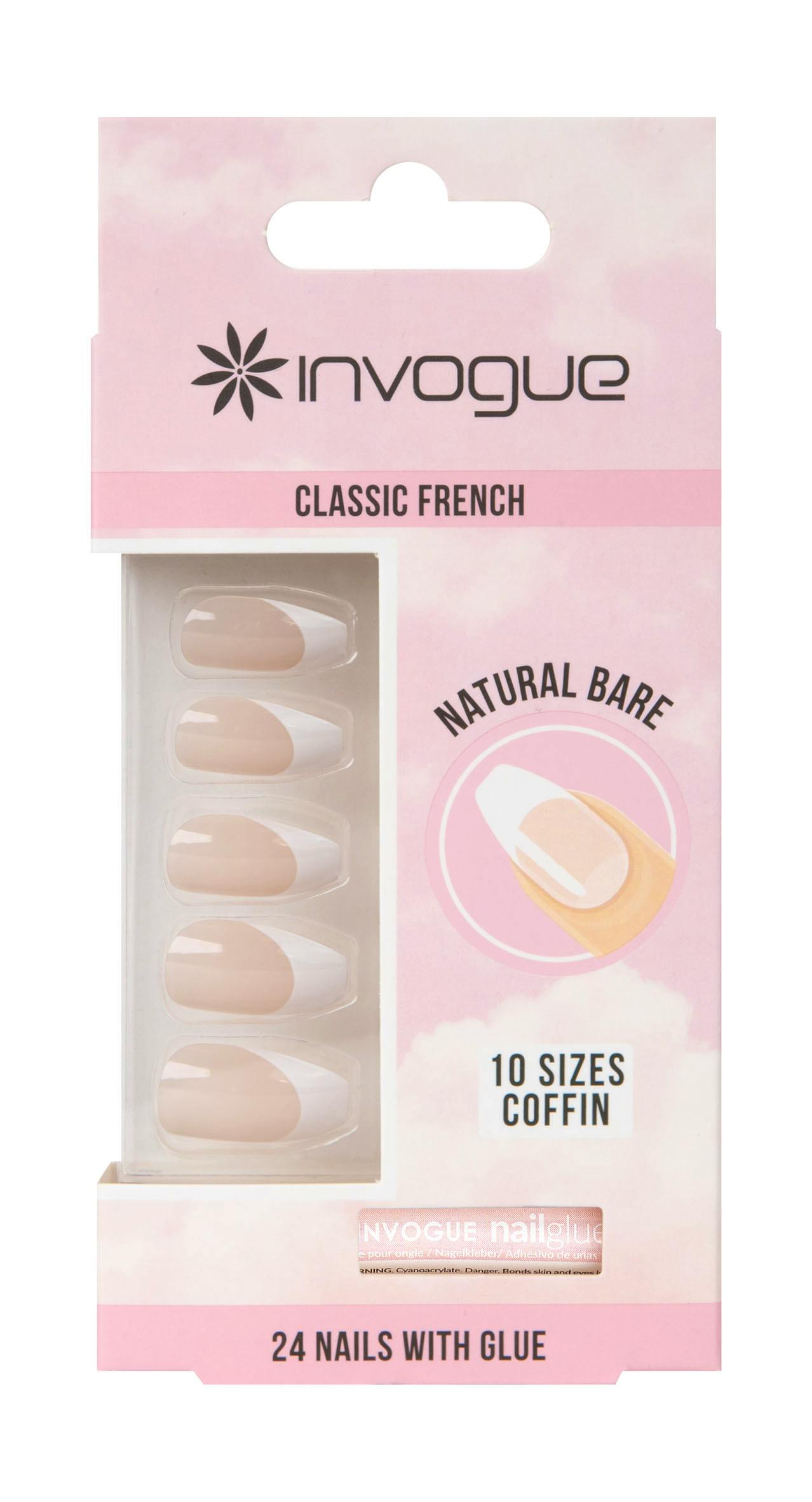 Invogue Classic French Coffin Nails Natural Bare 24 stk