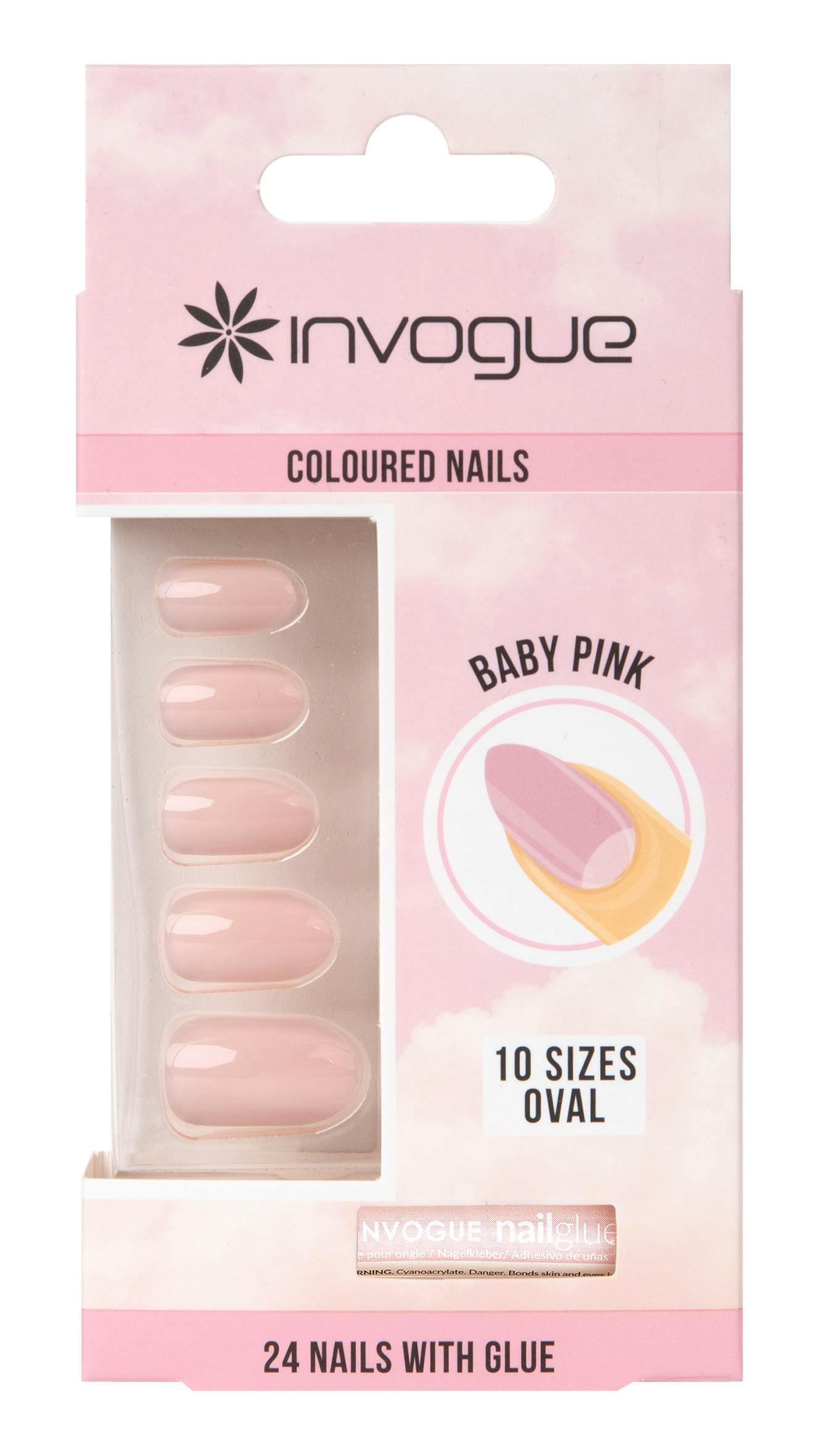 Invogue Classic Oval Nails Baby Pink 24 stk + 2 ml
