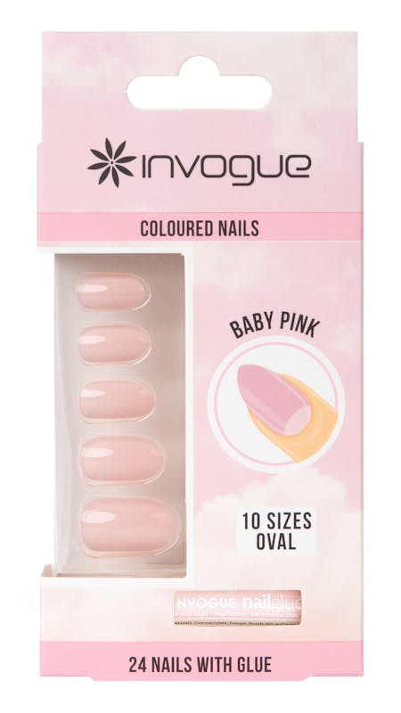 Invogue Classic Oval Nails Baby Pink 24 pcs + 2 ml