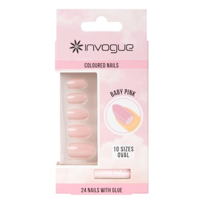 Invogue Classic Oval Nails Baby Pink 24 stk + 2 ml