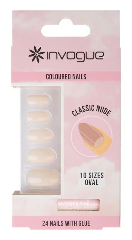Invogue Classic Oval Nails Nude 24 stk + 2 ml