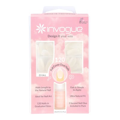 Invogue Full Cover Nails Oval Shape 120 stk + 3 ml
