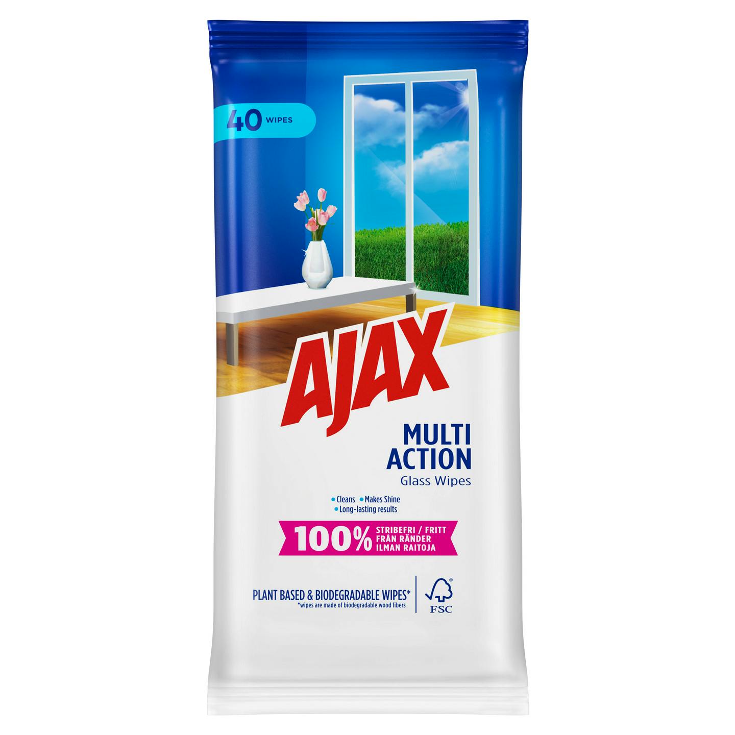 Ajax Glass Wipes 40 st