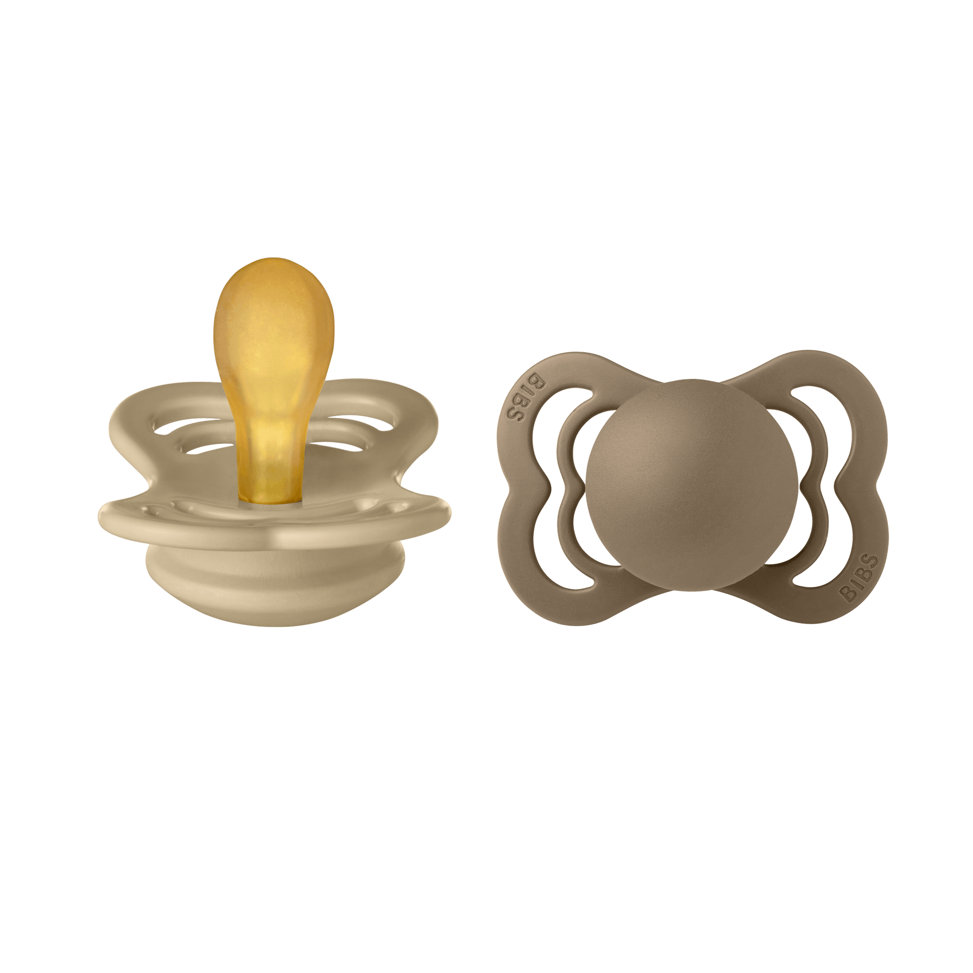 BIBS Supreme 2 Pack Latex Size 1 Vanilla/Dark Oak 2 st