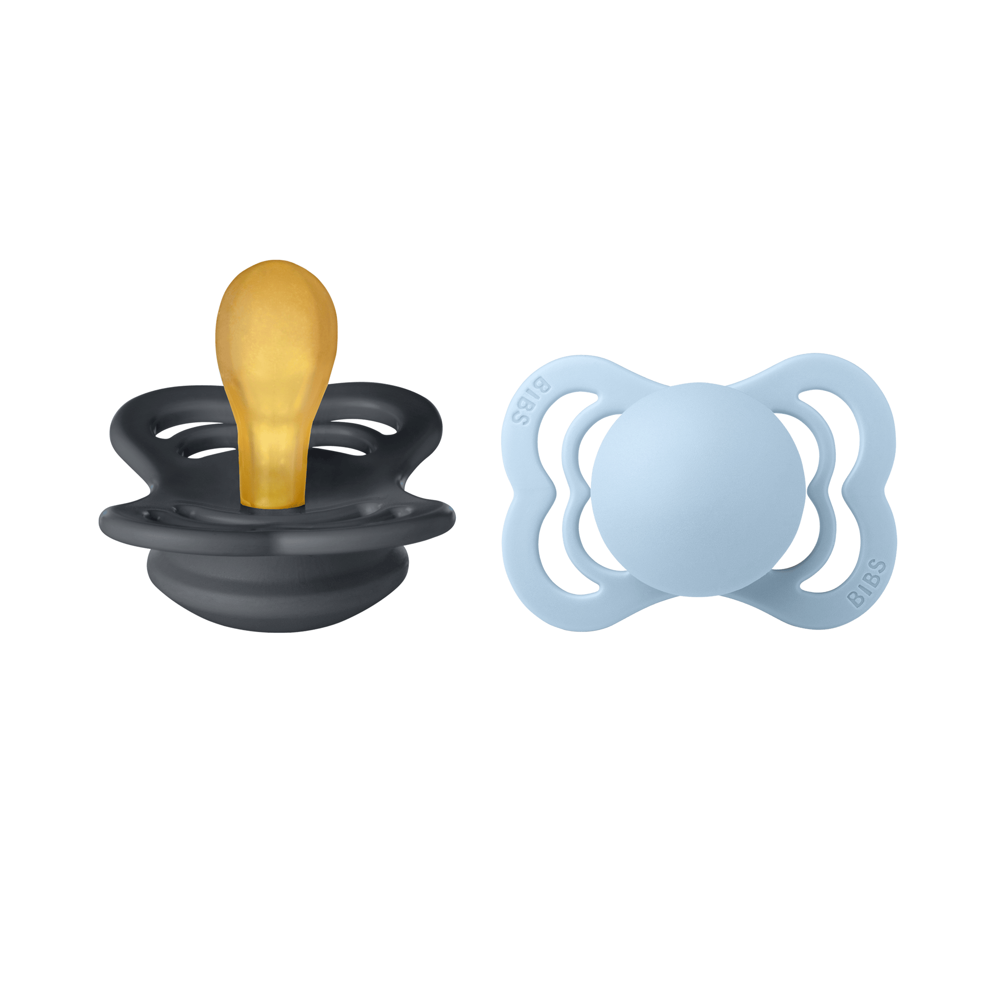 BIBS Supreme 2 Pack Latex Maat 1 Ijzer/Babyblauw 2 st