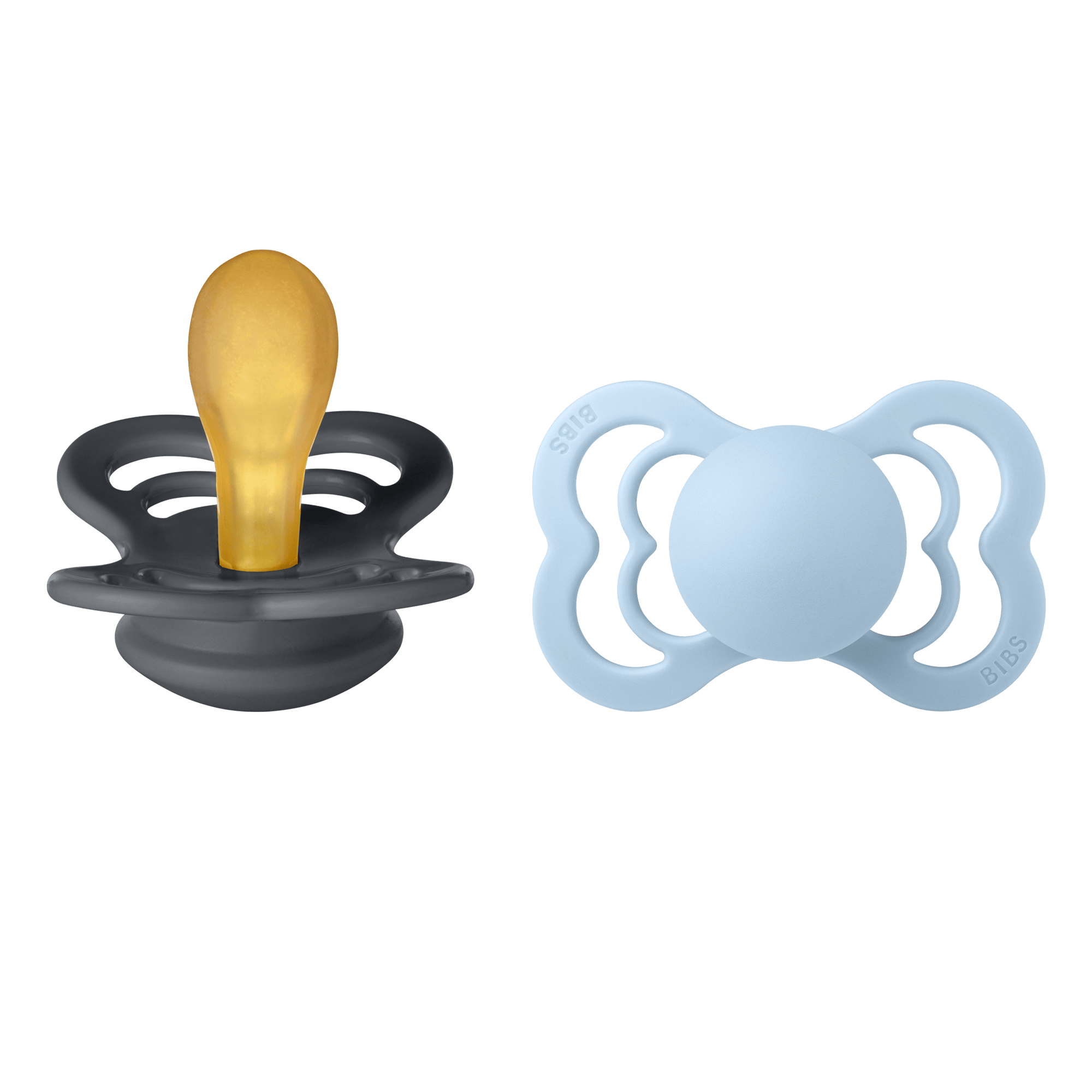 BIBS Supreme 2 Pack Latex Size 2 Iron/Baby Blue 2 st