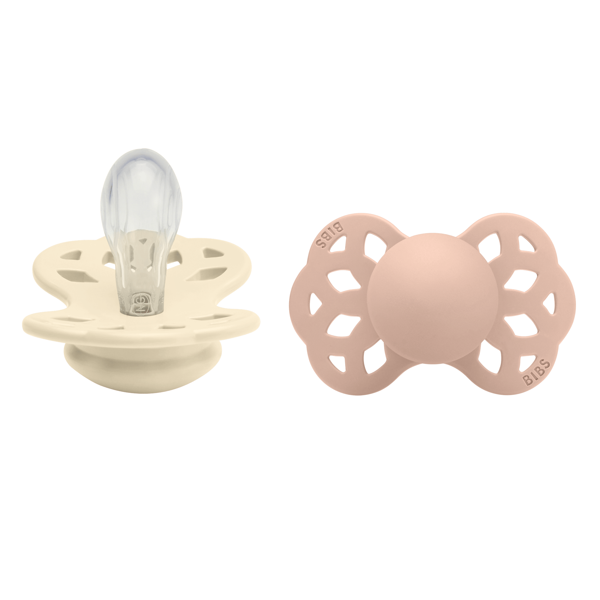 BIBS Infinity 2 Pack Silicone Symmetrical Size 1 Ivory/Blush 2 stk