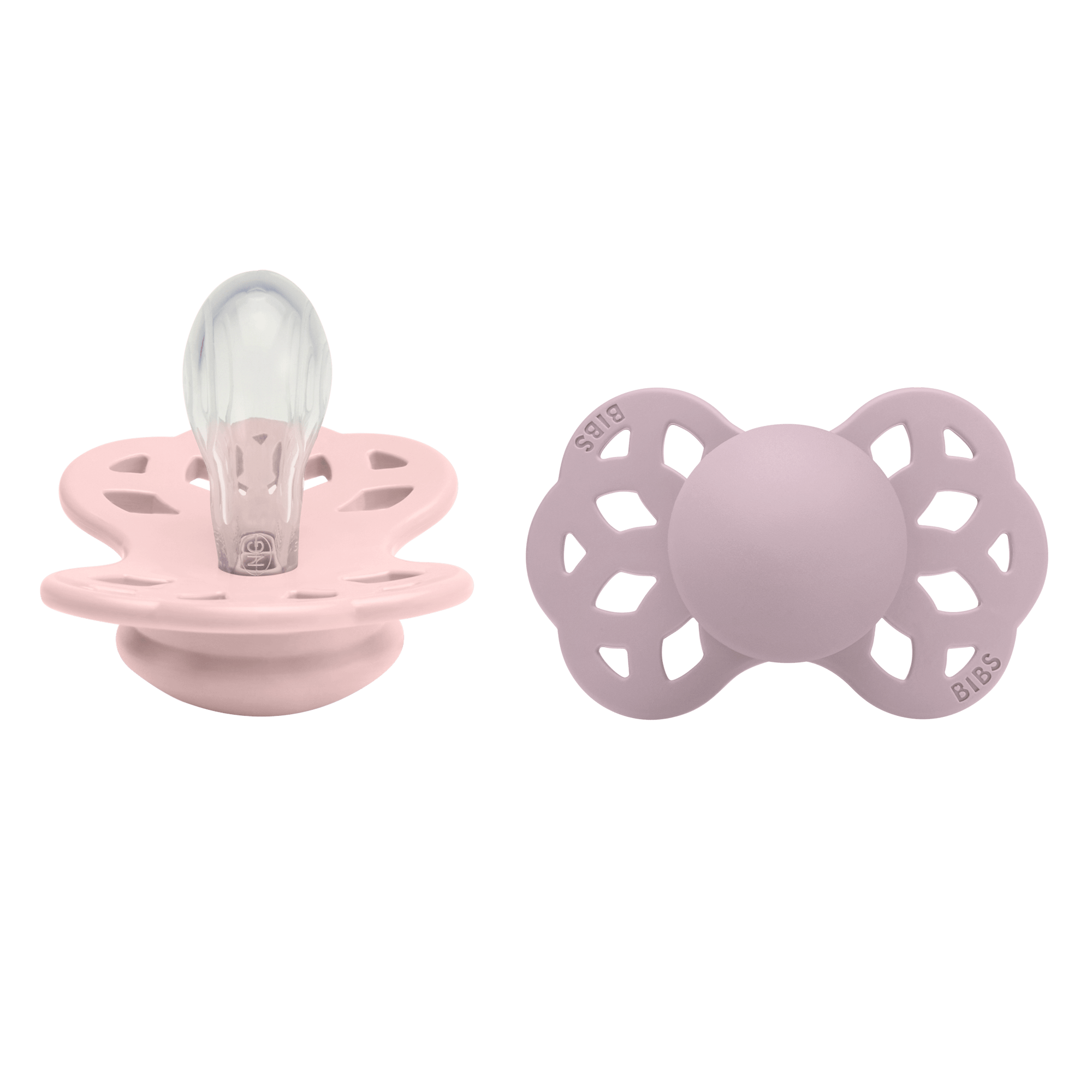 BIBS Infinity 2 Pack Silicone Symmetrical Size 1 Blossom/Dusky Lilac 2 st