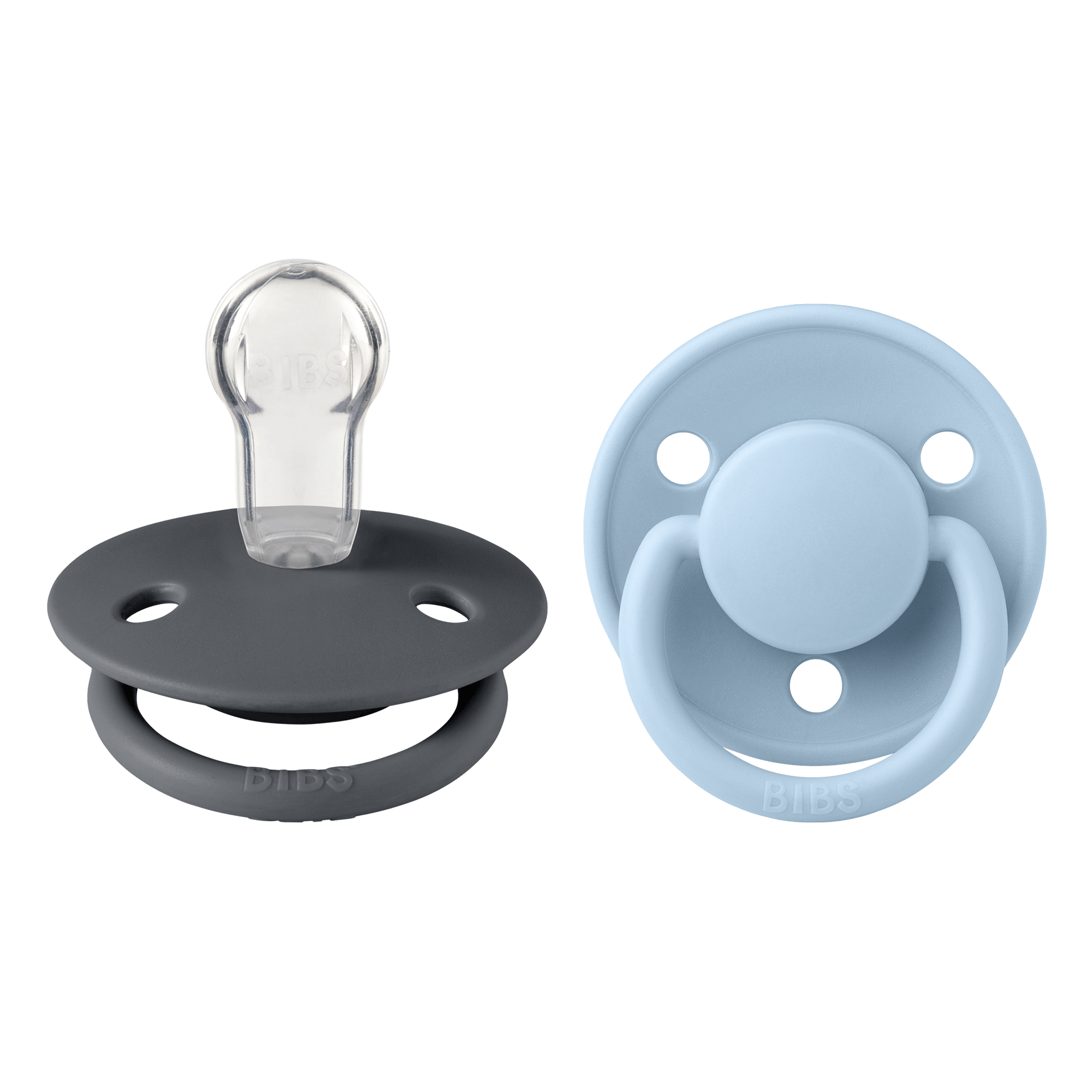 BIBS De Lux 2 Pack Silicone Onesize Iron/Baby Blue 2 st