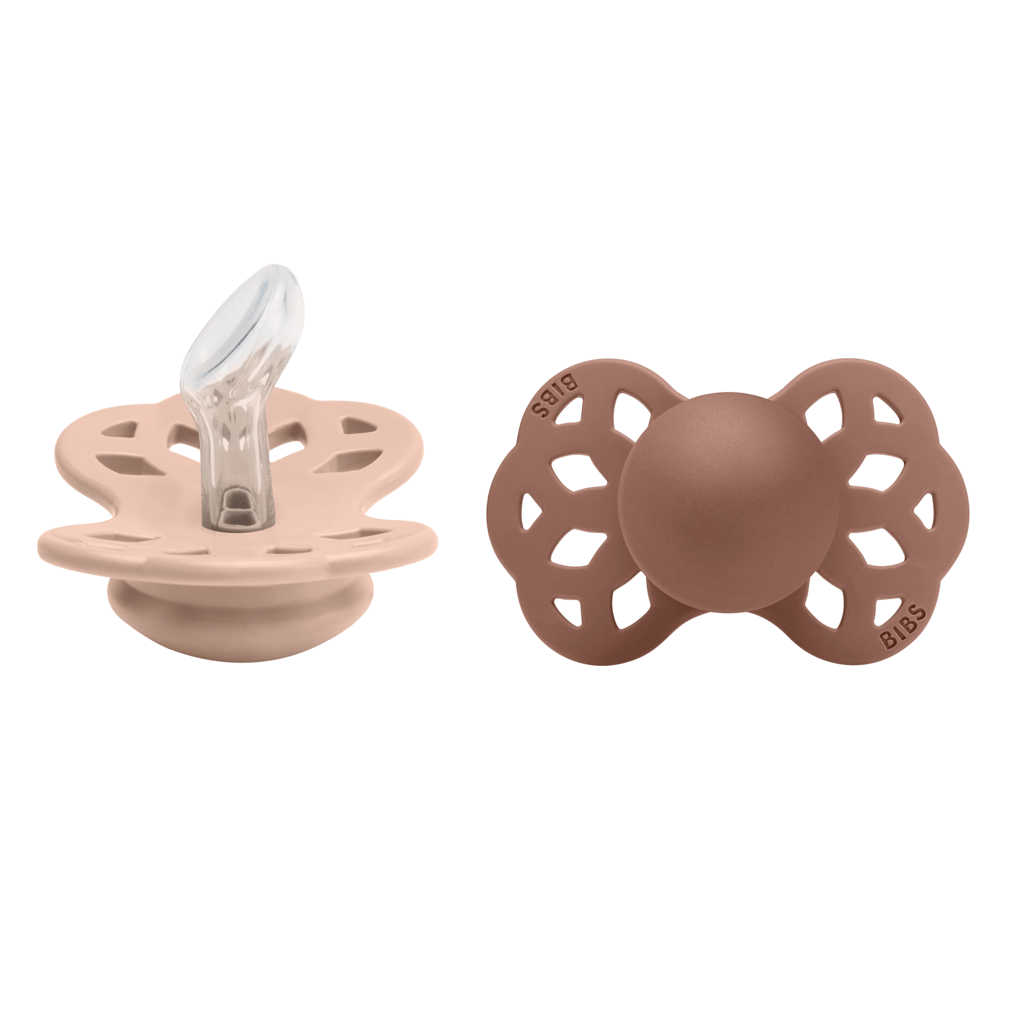 BIBS Infinity 2 Pack Silicone Anatomical Size 1 Blush/Woodchuck 2 stk