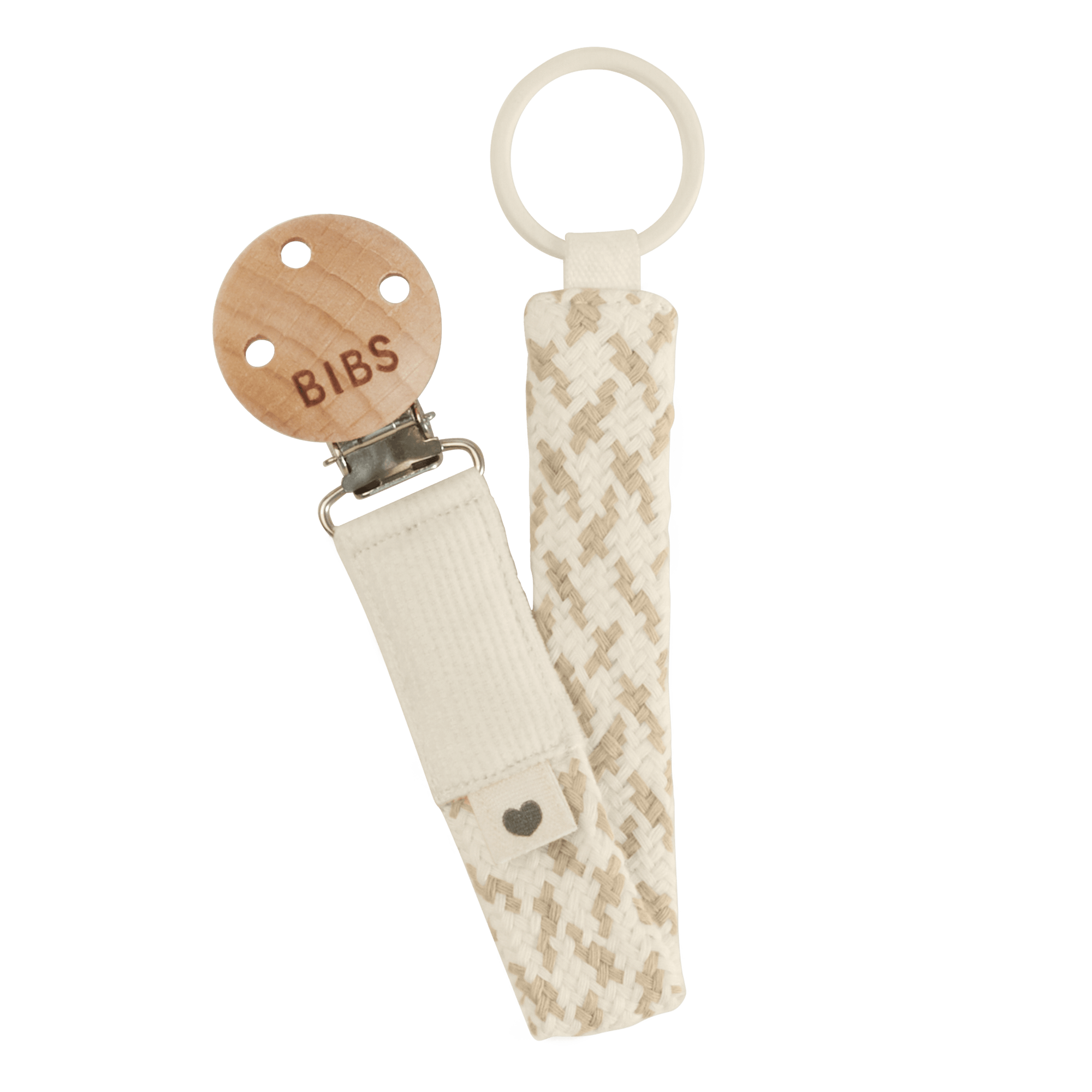 BIBS Pacifier Clip Braided Ivory/Vanilla 1 st