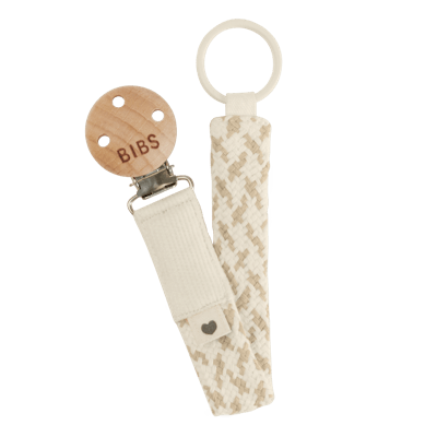 BIBS Pacifier Clip Braided Ivory/Vanilla 1 stk