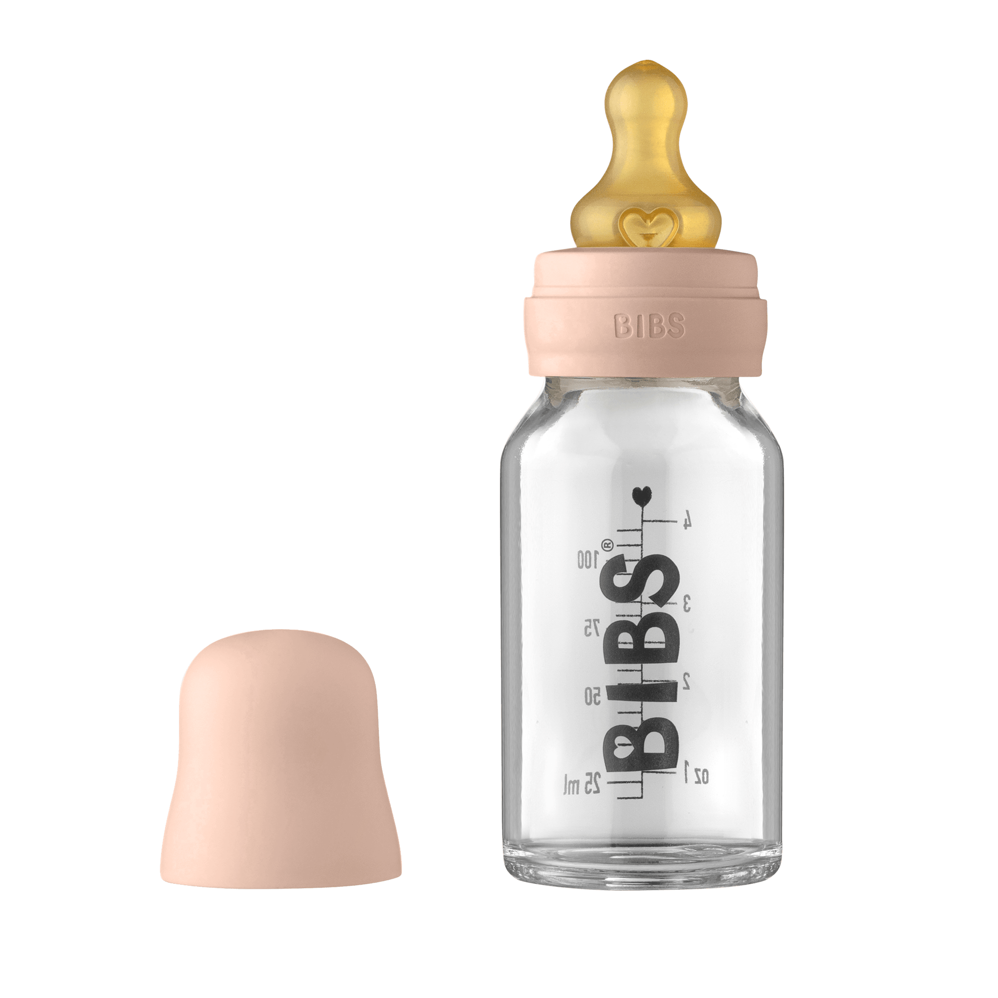 BIBS Baby Glass Bottle Complete Set Latex Blush 110 ml