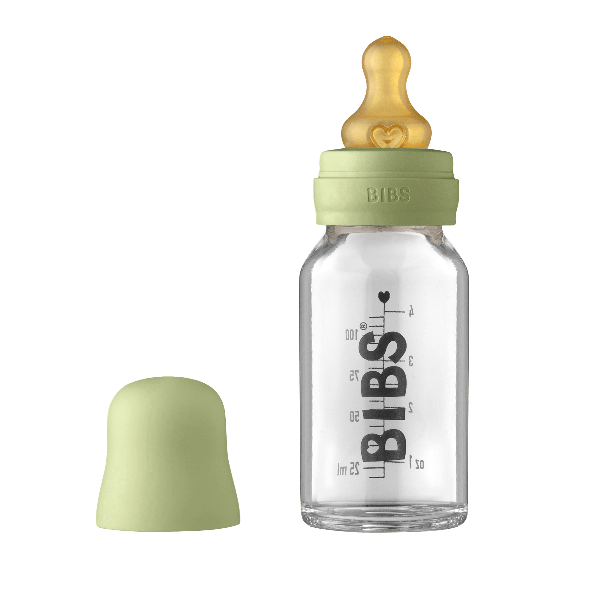 BIBS Baby Glass Bottle Complete Set Latex Sage 110 ml