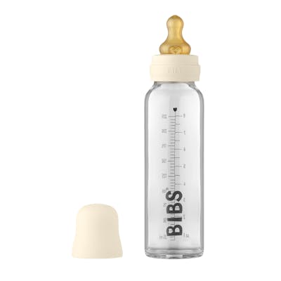 BIBS Baby Glazen Fles Complete Set Latex Ivory 225 ml