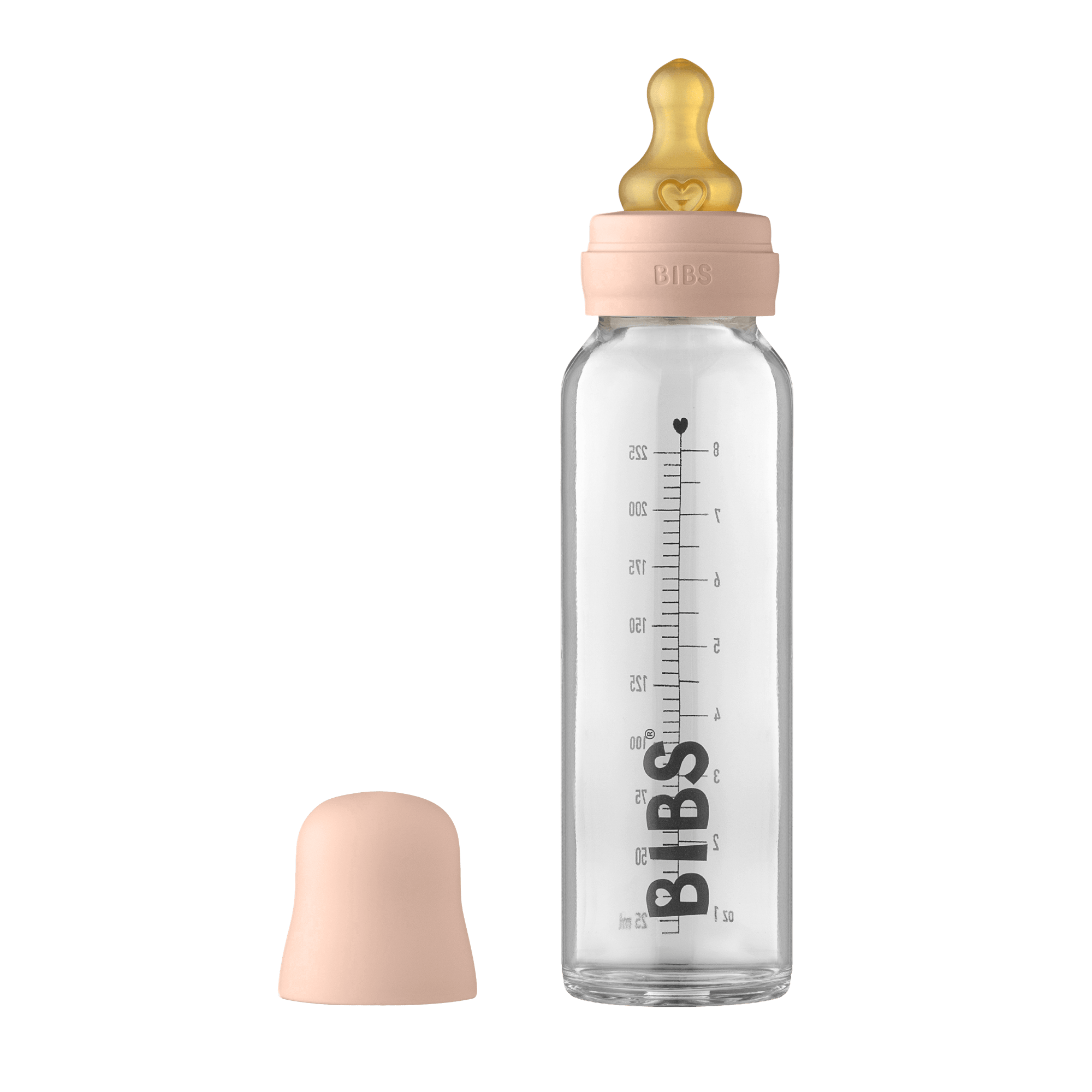 BIBS Baby Glass Bottle Complete Set Latex Blush 225 ml
