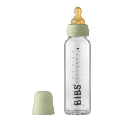 BIBS Baby Glass Bottle Complete Set Latex Sage 225 ml