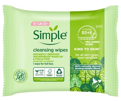Simple Biodegradable Cleansing Wipes 25 kpl