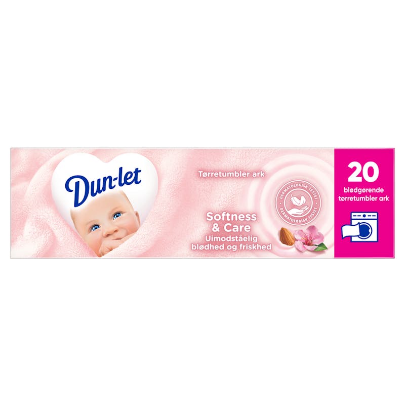 Dun-let Dryer sheets Softness &amp; Care 20 stk