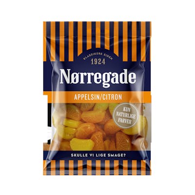 Nørregade Appelsin/Citron Bolcher 100 g