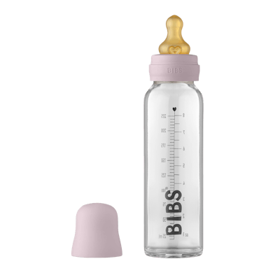 BIBS Baby Glazen Fles Complete Set Latex Dusky Lilac 225 ml