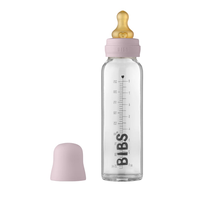 BIBS Baby Glass Bottle Complete Set Latex Dusky Lilac 225 ml
