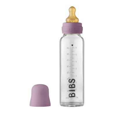 BIBS Baby Glass Bottle Complete Set Latex Mauve 225 ml