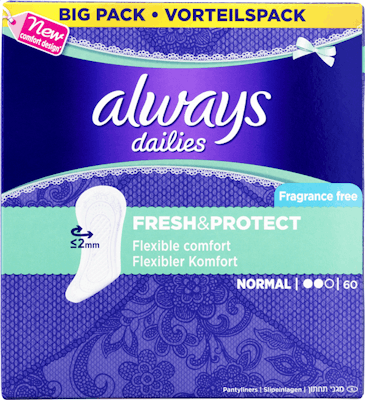 Always Dailies Fresh &amp; Protect Pantyliners Normal 60 st