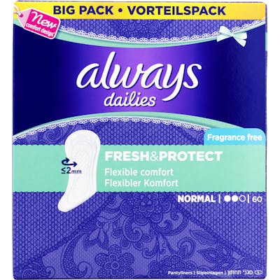 Always Dailies Fresh &amp; Protect Pantyliners Normal 60 stk