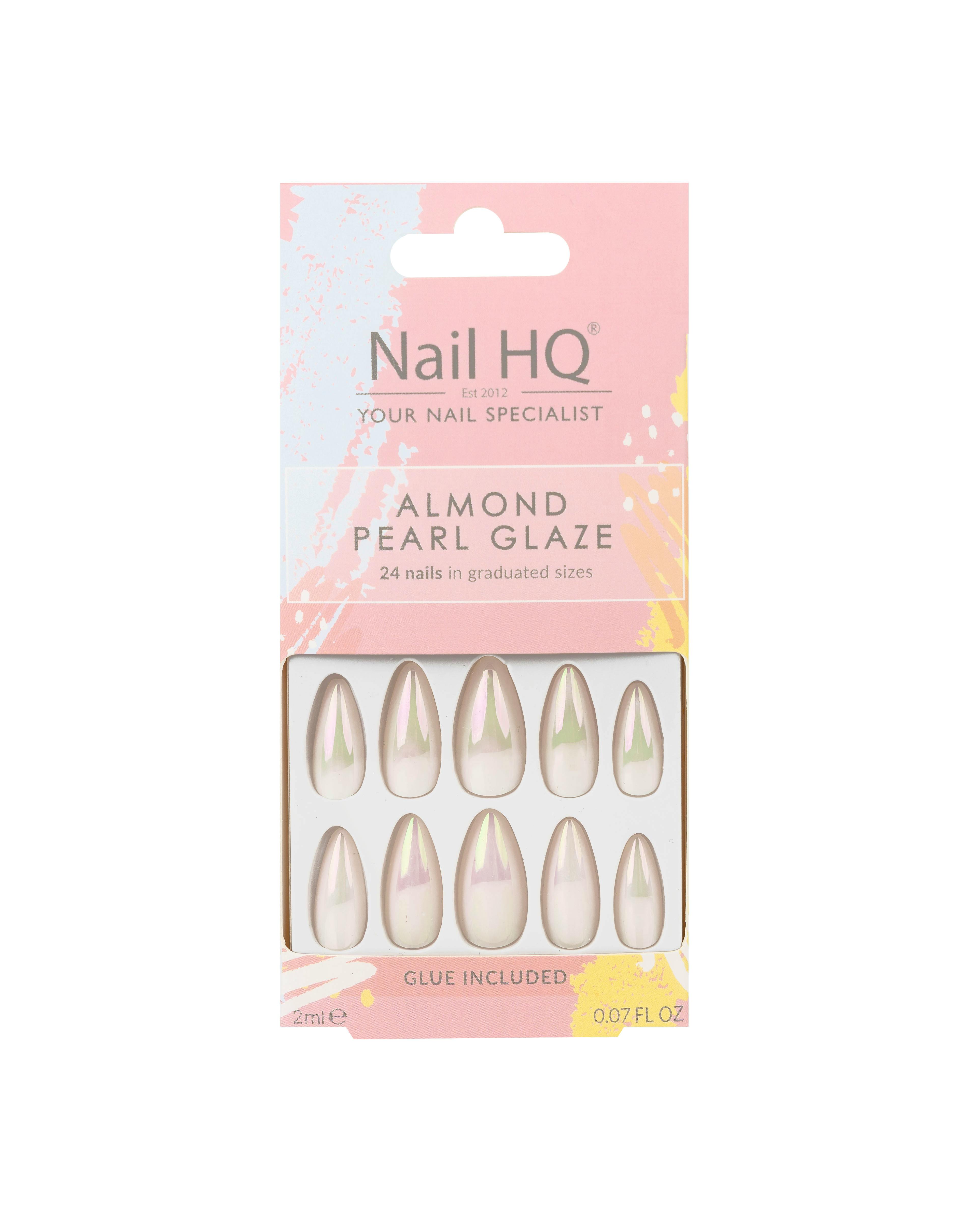 Nail HQ Almond Pearl Glaze Nails 24 pcs + 2 ml