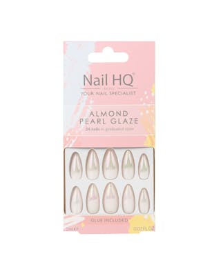 Nail HQ Almond Pearl Glaze Nails 24 pcs + 2 ml