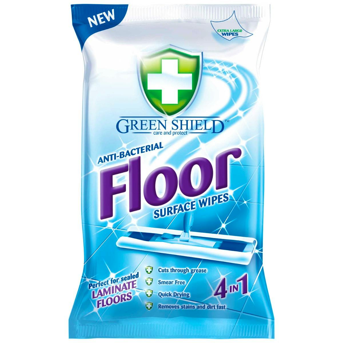 Green Shield Anti-Bacterial Floor Surface XL Wipes 24 stk