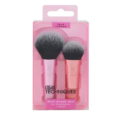 Real Techniques Mini Brush Duo For Foundation &amp; Blush 2 stk
