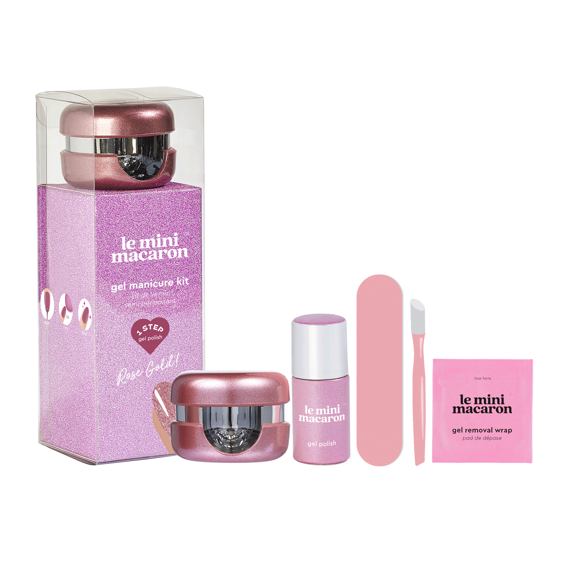 Le mini macaron Gel Manicure Kit Rose Gold 8,5 ml + 4 stk