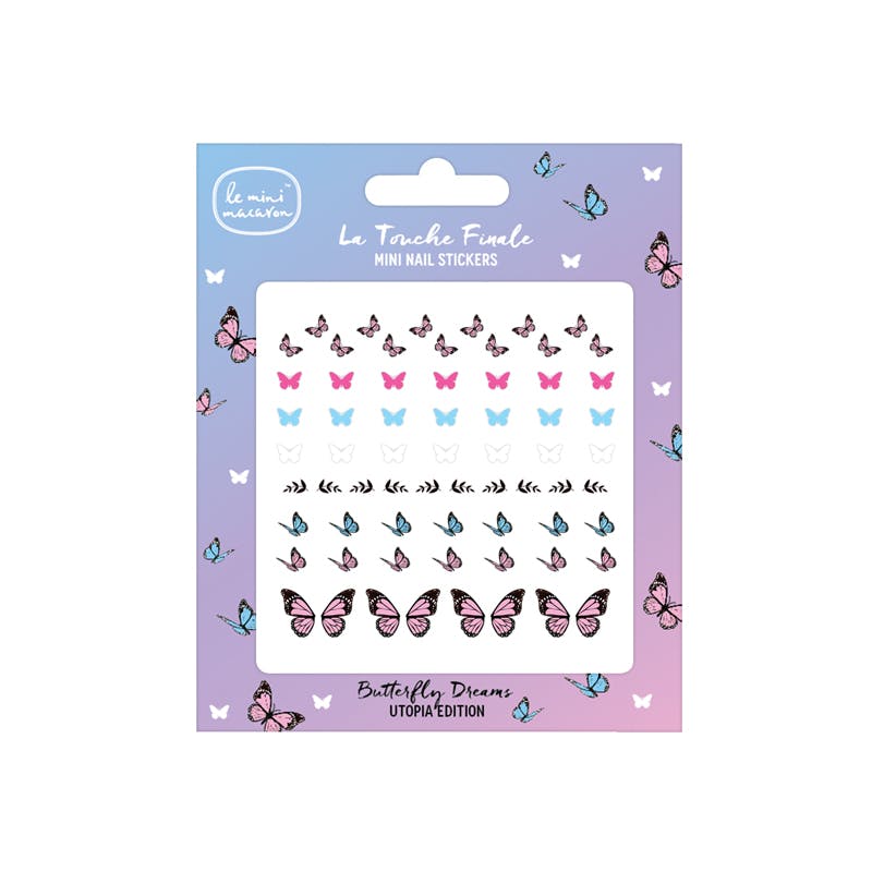 Le mini macaron Mini Nail Stickers Butterfly Dreams 1 kpl