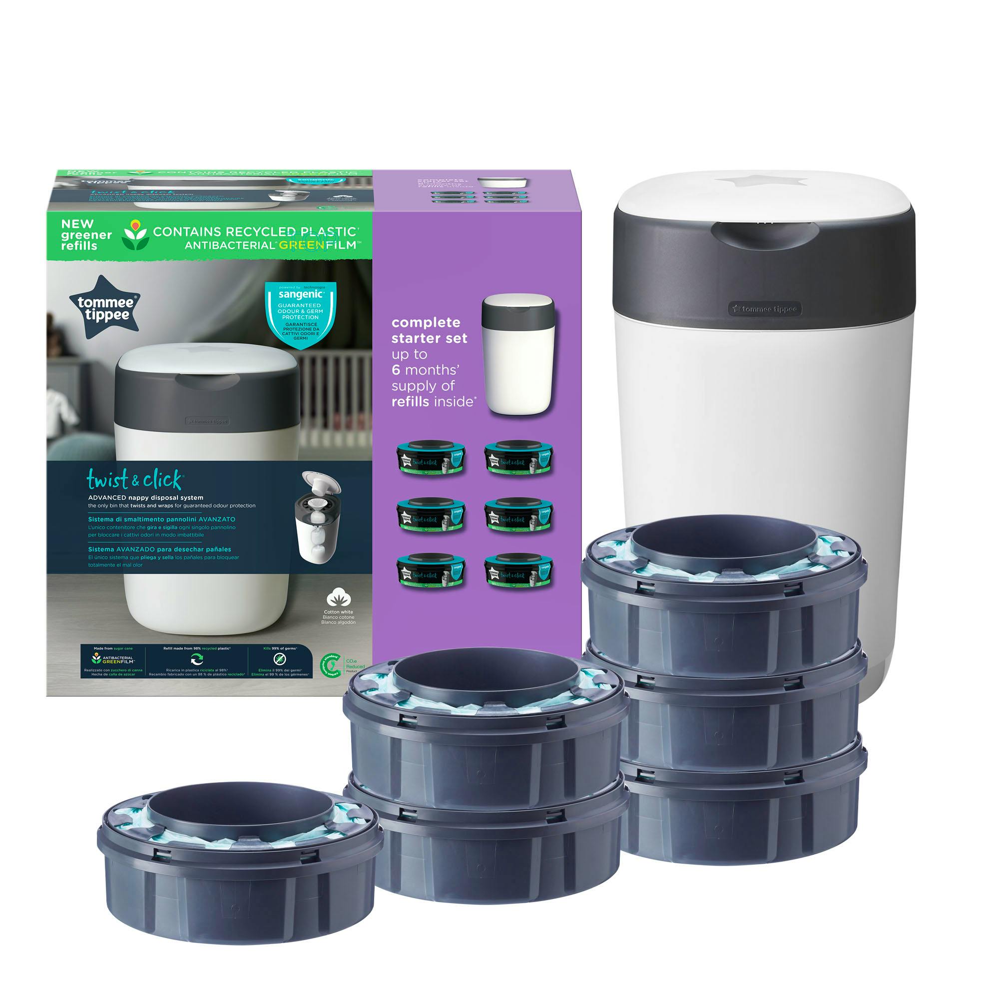 Tommee Tippee Sangenic Twist&Click White + Refills 1 pcs + 6 st