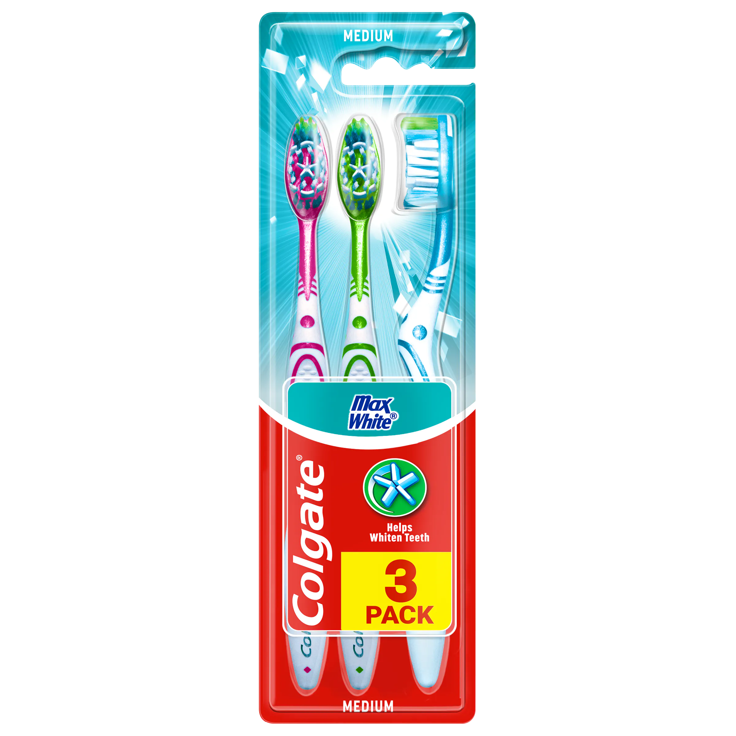 Colgate Max White Medium Toothbrushes 3 Pack 3 pcs