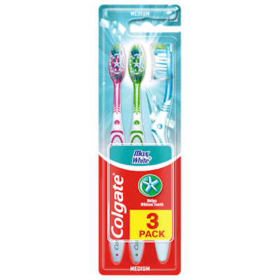 Colgate Max White Medium Toothbrushes 3 Pack 3 stk