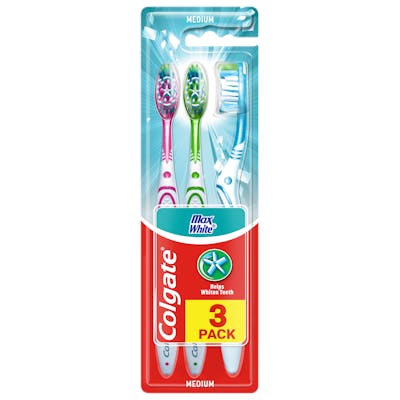 Colgate Max White Medium Toothbrushes 3 Pack 3 pcs
