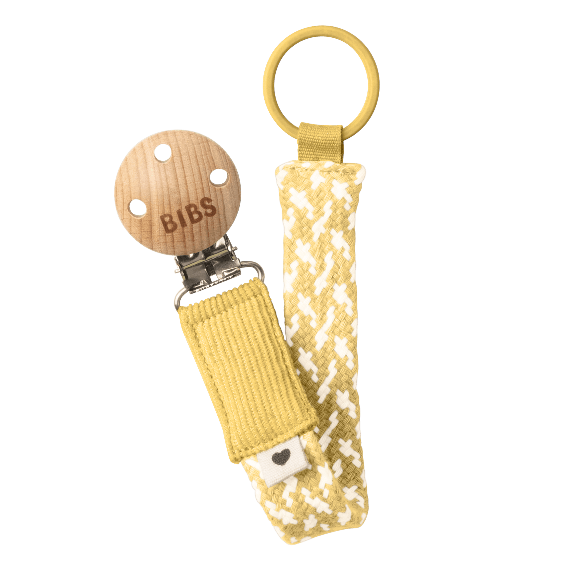 BIBS Pacifier Clip Braided Pale Butter/Ivory 1 st
